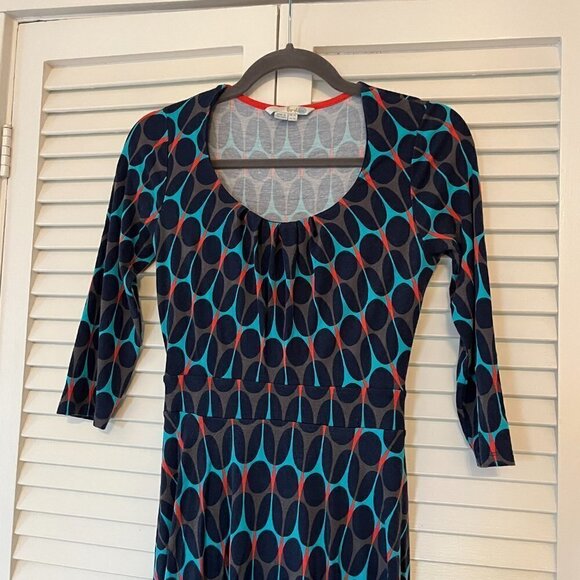 Boden Highgate knit dress 4L long tall blue red grey print - Picture 4 of 10